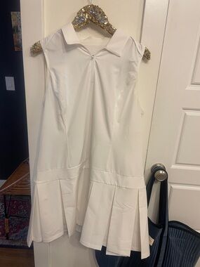 Womens White Pleated tennis Dress